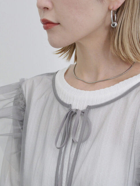 Samansa Mos2 blue「2wayラメチュールフリルプルオーバー」|Tシャツ・カットソー|