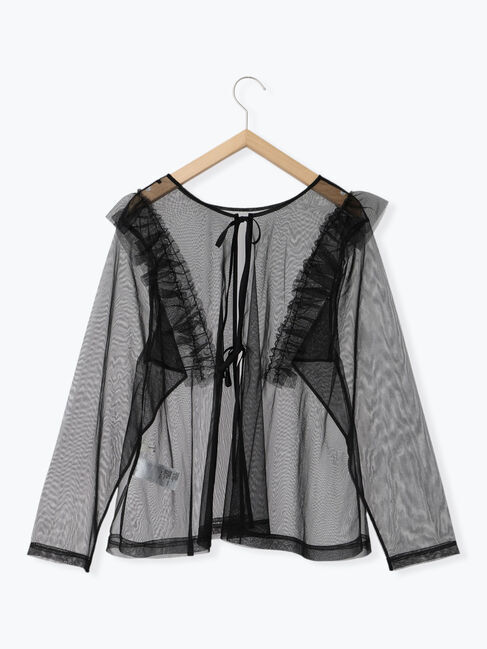 Samansa Mos2 blue「2wayラメチュールフリルプルオーバー」|Tシャツ・カットソー|