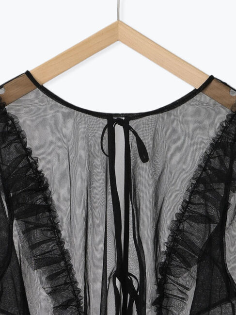 Samansa Mos2 blue「2wayラメチュールフリルプルオーバー」|Tシャツ・カットソー|