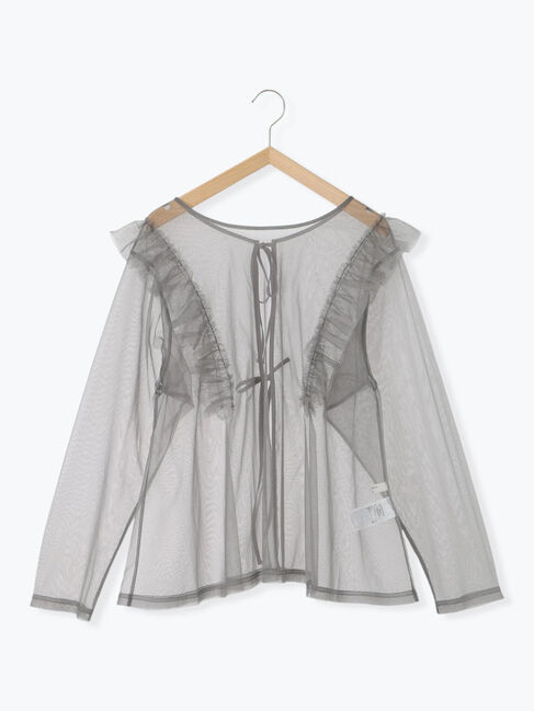 Samansa Mos2 blue「2wayラメチュールフリルプルオーバー」|Tシャツ・カットソー|