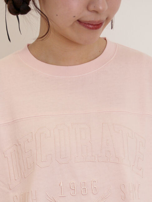 Samansa Mos2「ピグメント加工ロゴ刺繍ロングTシャツ」|Tシャツ・カットソー|