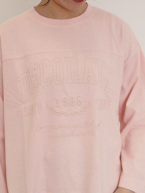 Samansa Mos2「ピグメント加工ロゴ刺繍ロングTシャツ」|Tシャツ・カットソー|