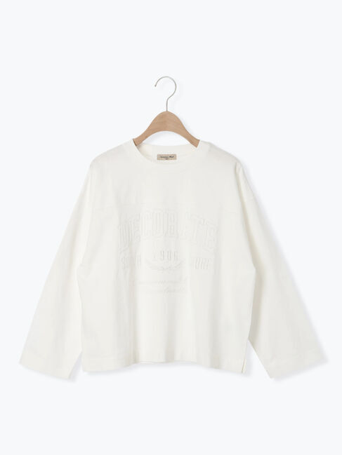 Samansa Mos2「ピグメント加工ロゴ刺繍ロングTシャツ」|Tシャツ・カットソー|