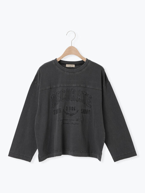 Samansa Mos2「ピグメント加工ロゴ刺繍ロングTシャツ」|Tシャツ・カットソー|