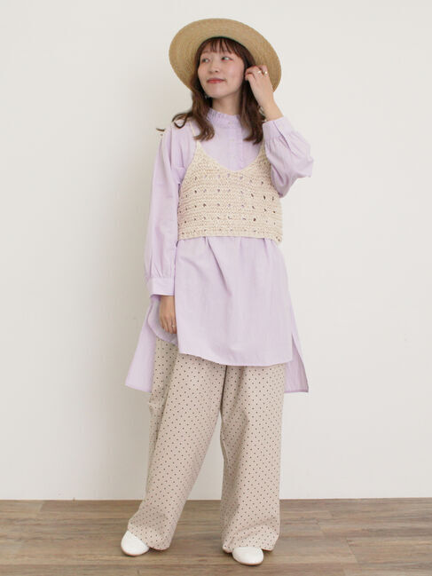 Samansa Mos2「【M/Lサイズ】ドット柄ストレートパンツ」|その他|