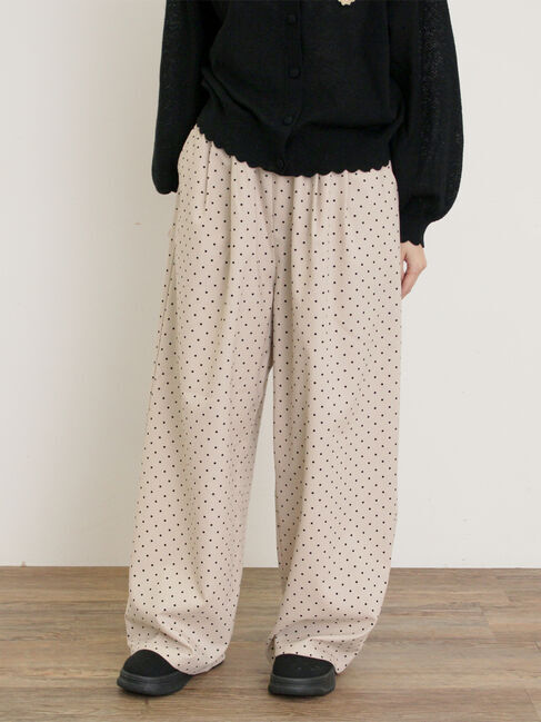 Samansa Mos2「【M/Lサイズ】ドット柄ストレートパンツ」|その他|