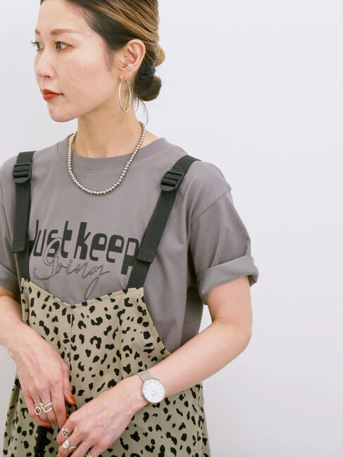 Samansa Mos2 blue「【接触冷感】ロゴプリントTシャツ」|Tシャツ・カットソー|