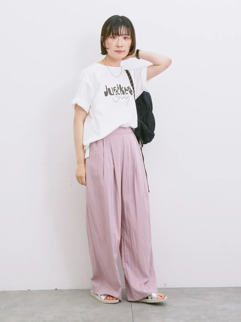 Samansa Mos2 blue「【接触冷感】ロゴプリントTシャツ」|Tシャツ・カットソー|