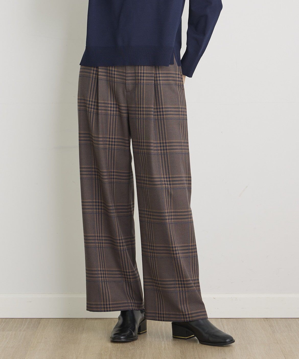 I.T.'S international「リングヤーンストレートチェックパンツ」|スラックス|ダークブラウ 4