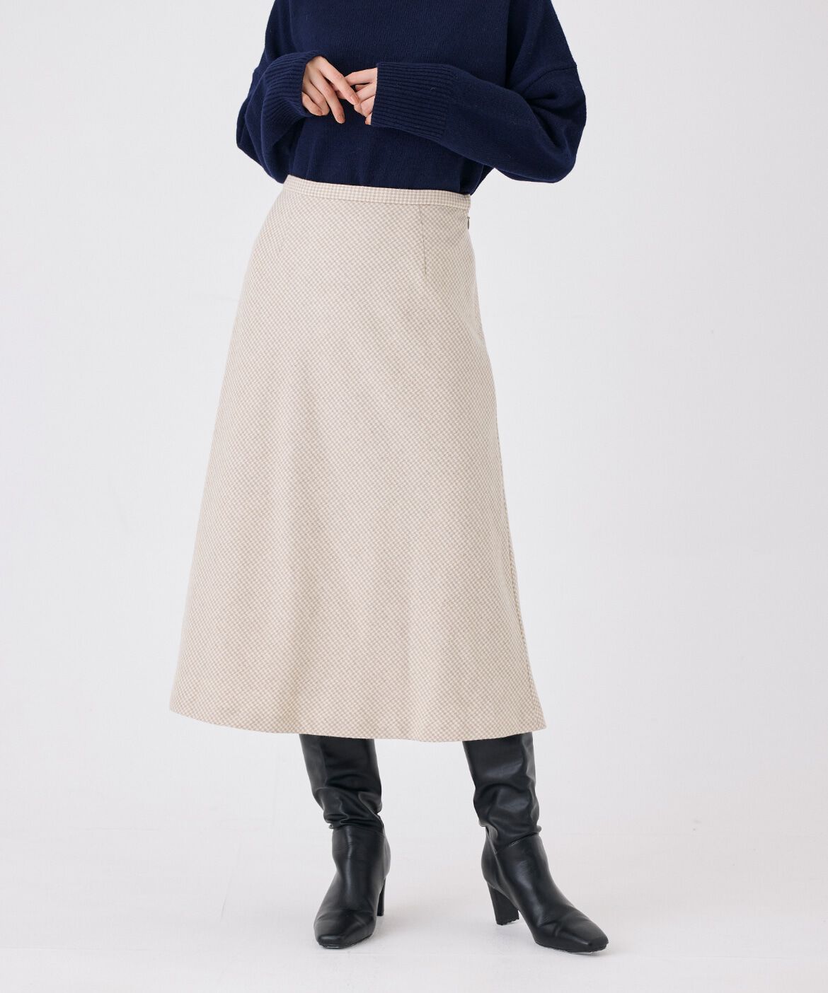 7-IDconcept.「千鳥チェックバイアスフレアスカート 」|フレア|