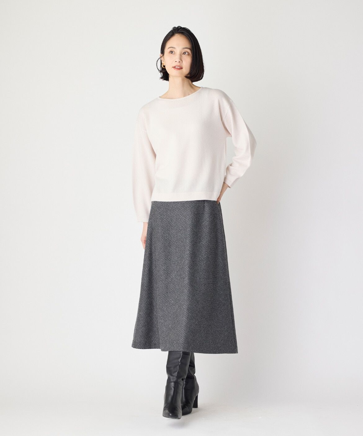 7-IDconcept.「千鳥チェックバイアスフレアスカート 」|フレア|