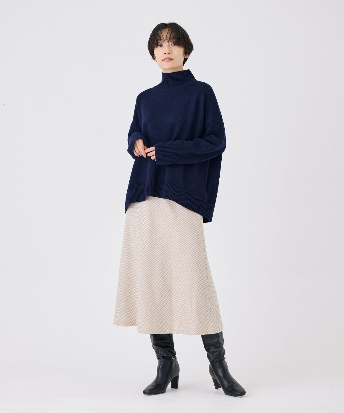 7-IDconcept.「千鳥チェックバイアスフレアスカート 」|フレア|