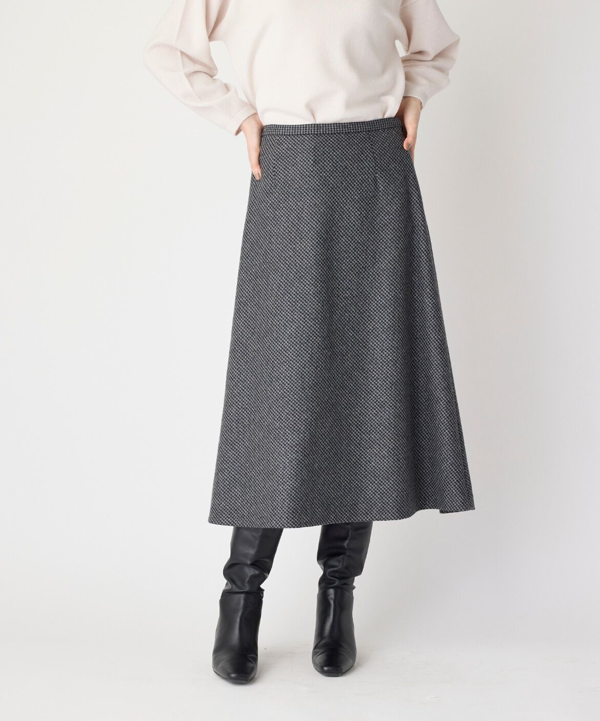 7-IDconcept.「千鳥チェックバイアスフレアスカート 」|フレア|