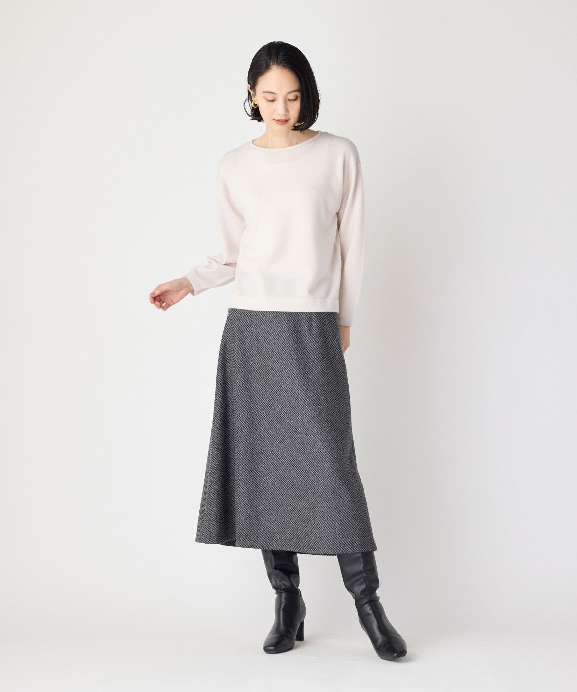 7-IDconcept.「千鳥チェックバイアスフレアスカート 」|フレア|