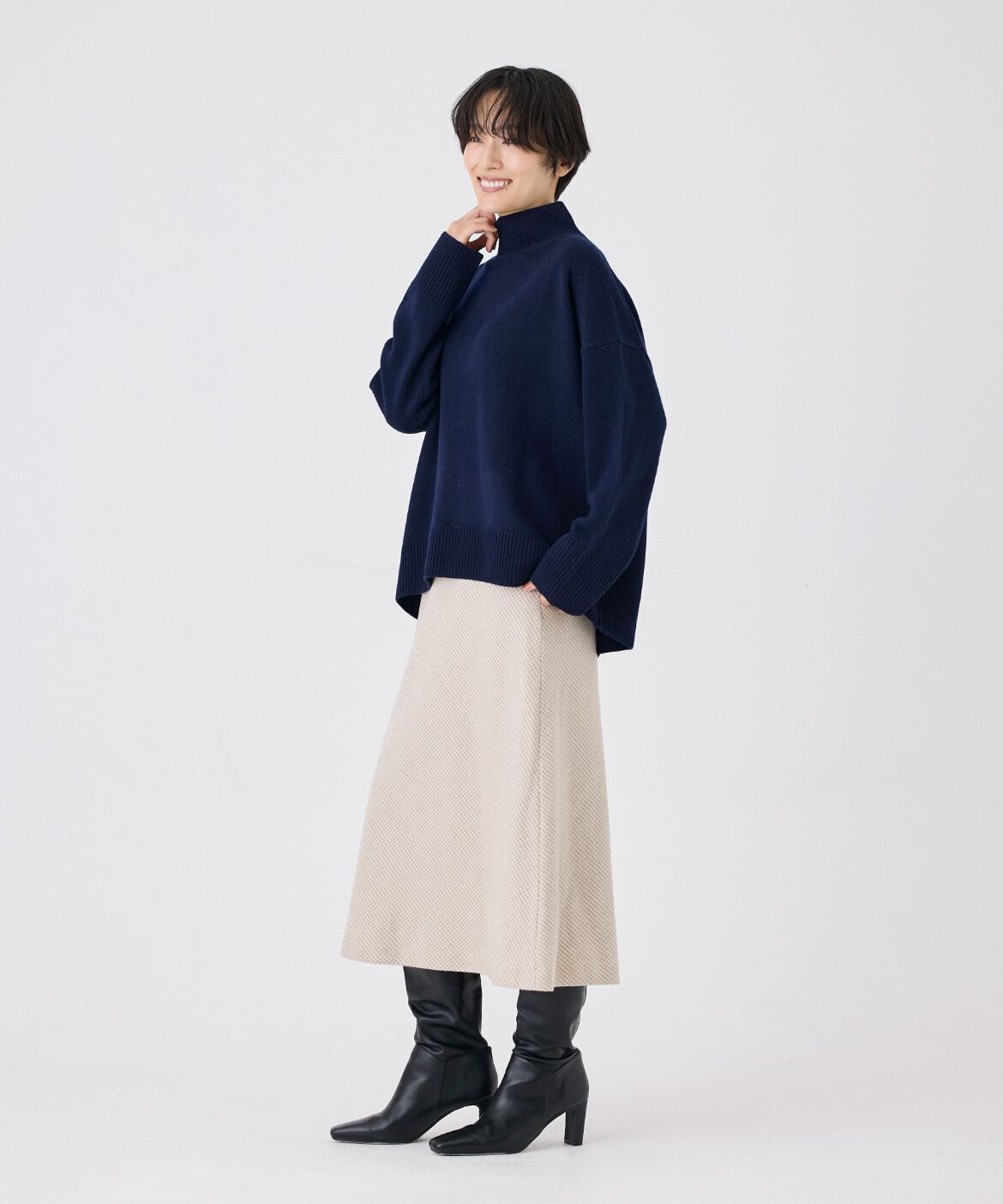 7-IDconcept.「千鳥チェックバイアスフレアスカート 」|フレア|