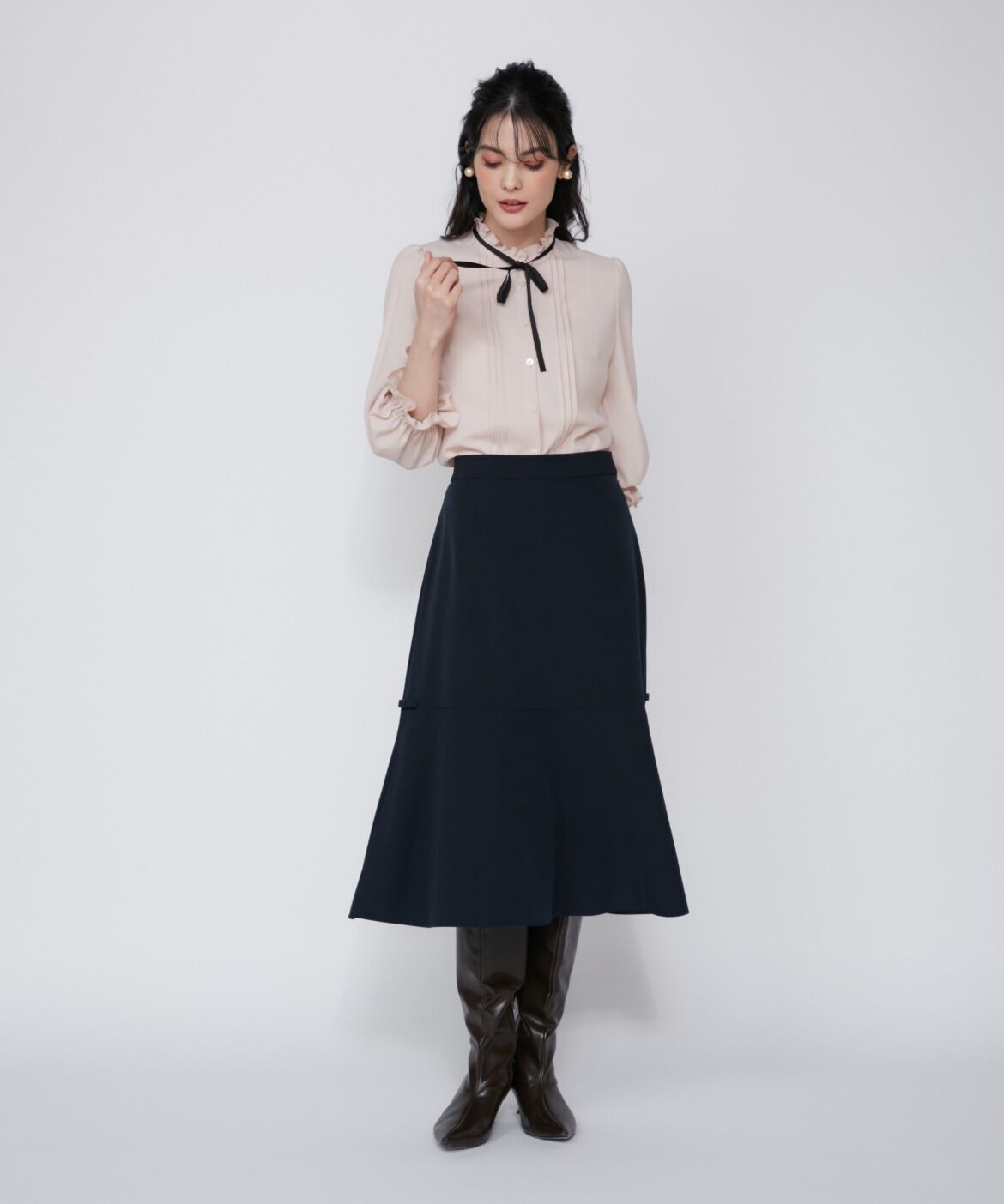 Maglie le cassetto「《M Maglie le cassetto》リボンディテールフレアスカート」|フレア|