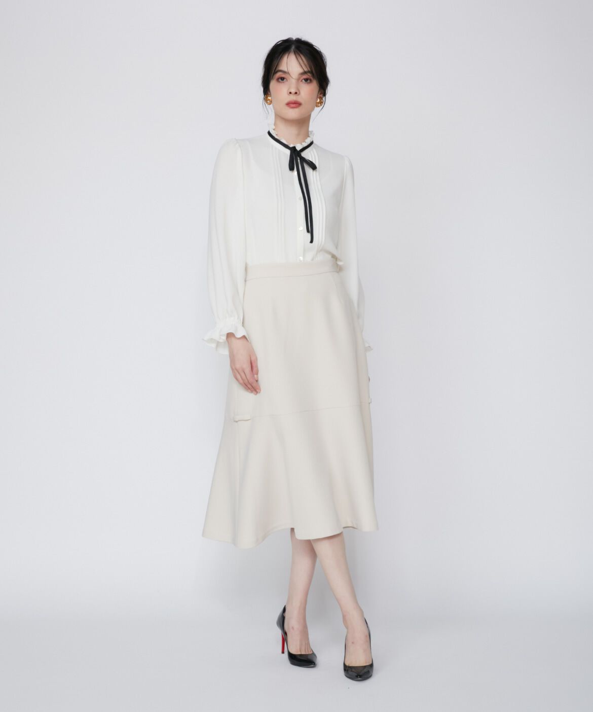 Maglie le cassetto「《M Maglie le cassetto》リボンディテールフレアスカート」|フレア|