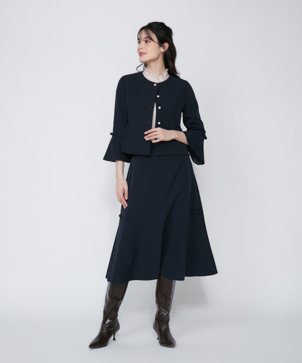 Maglie le cassetto「《M Maglie le cassetto》リボンディテールフレアスカート」|フレア|