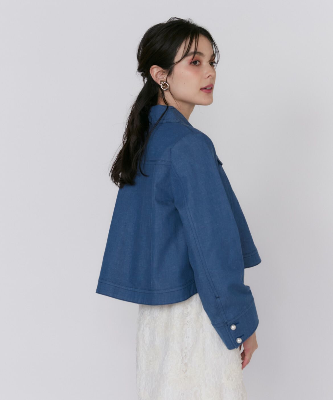 Maglie le cassetto「《プラスサイズ》パールボタンGジャン」|デニムジャケット|