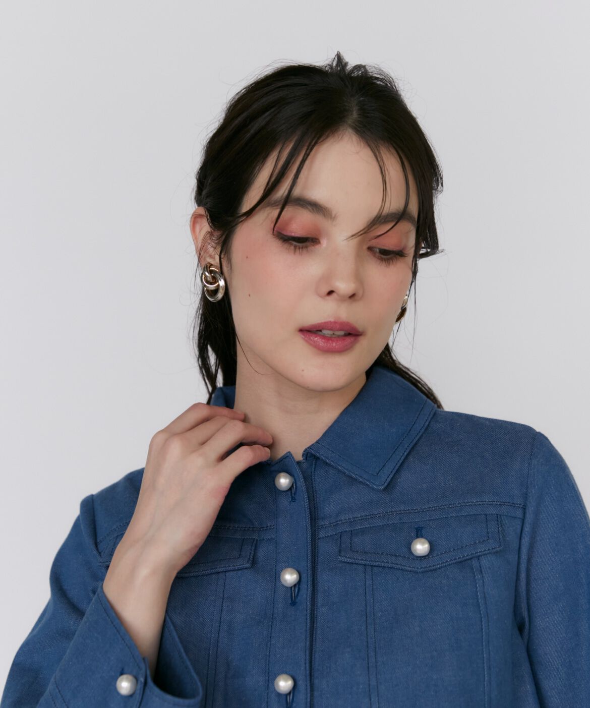 Maglie le cassetto「《プラスサイズ》パールボタンGジャン」|デニムジャケット|