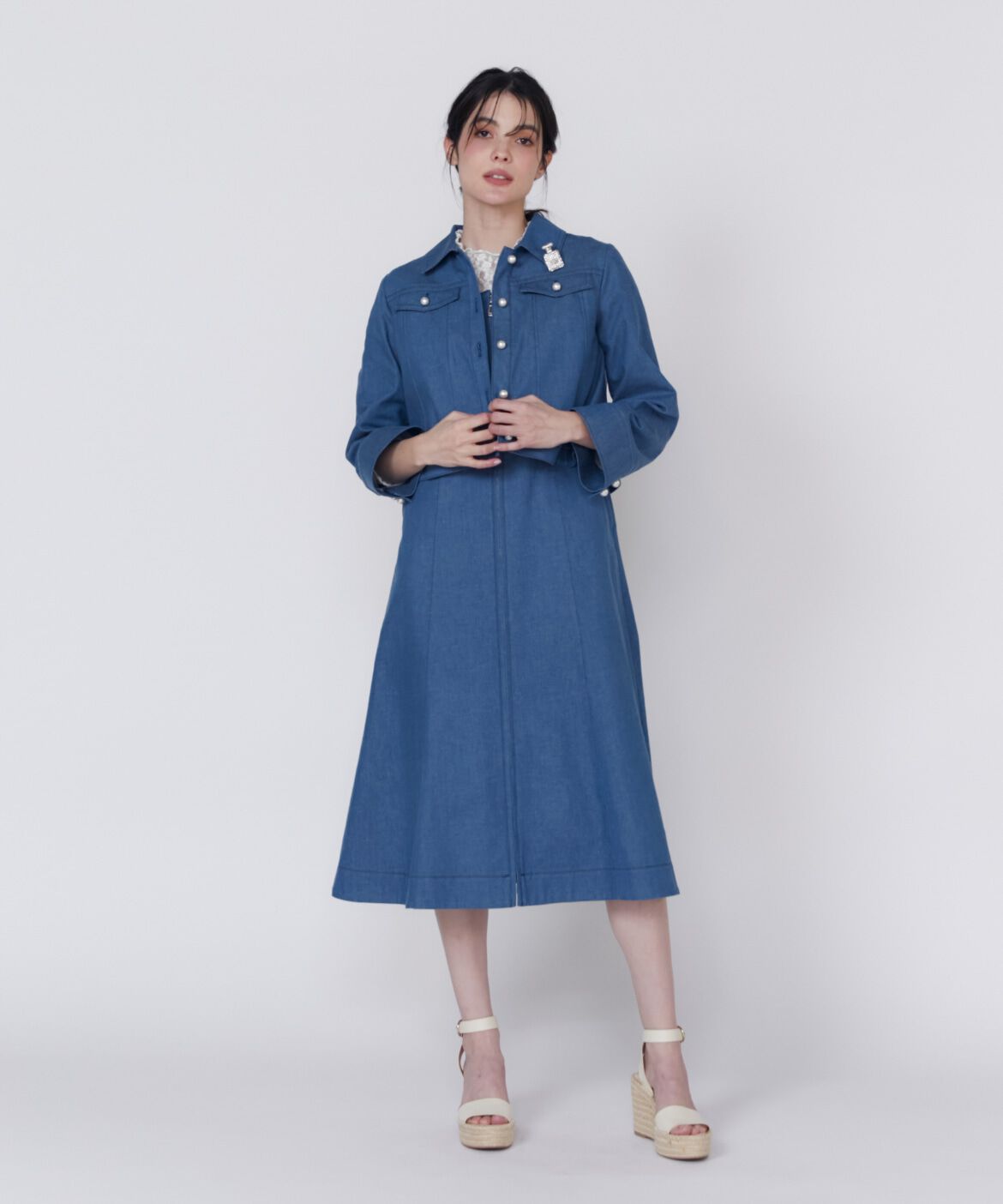 Maglie le cassetto「《プラスサイズ》パールボタンGジャン」|デニムジャケット|