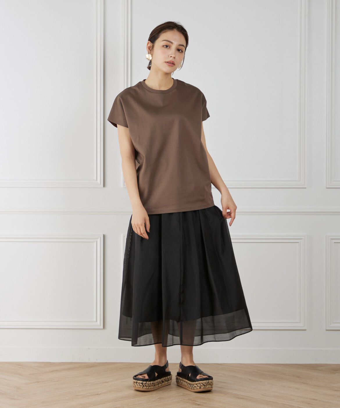 INED「《大きいサイズ》シアースカート」|フレア|