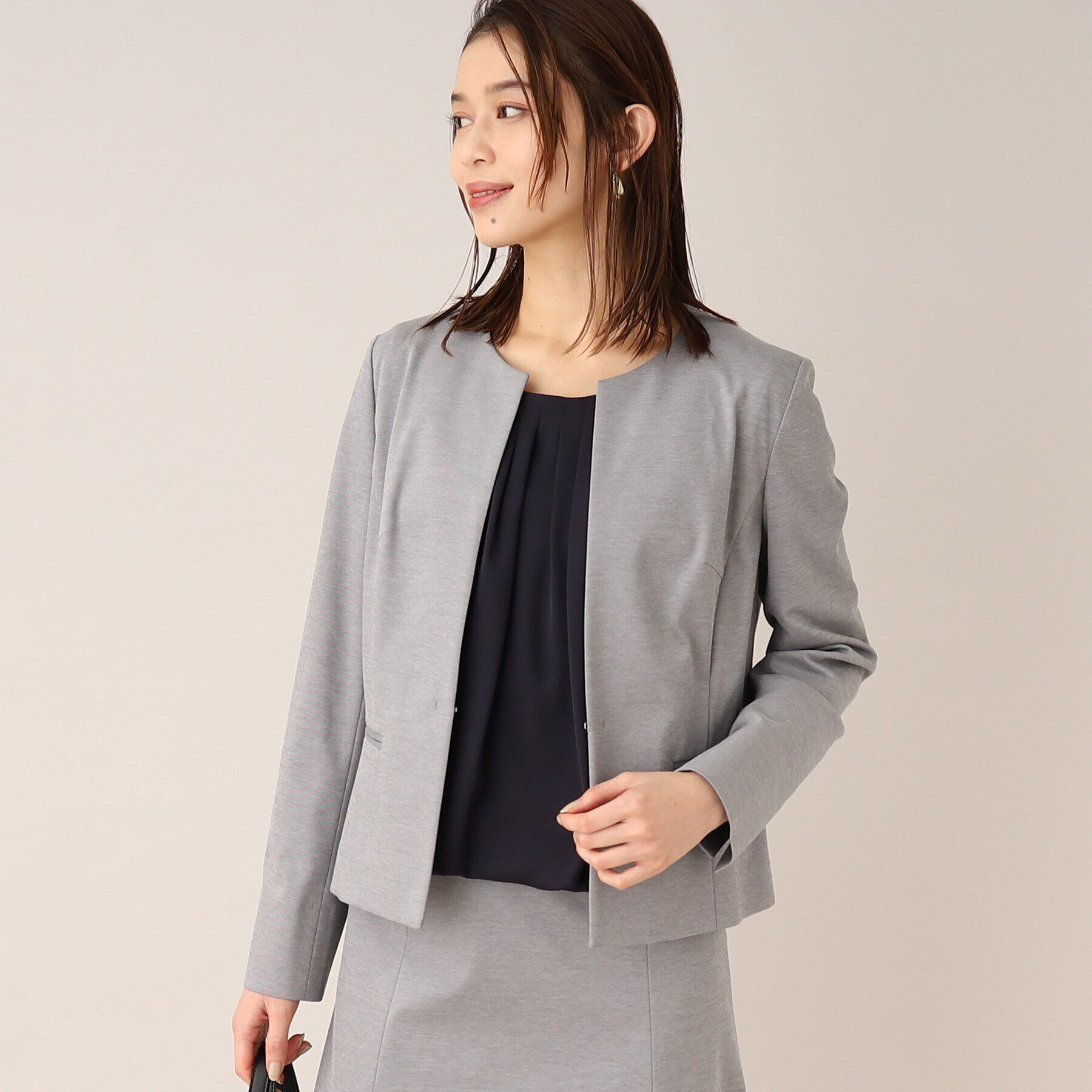 UNTITLED「【UV／接触冷感／ストレッチ】ノイカトレアジャージ キーカラージャケット」|ノーカラージャケット|ダークグレー(613