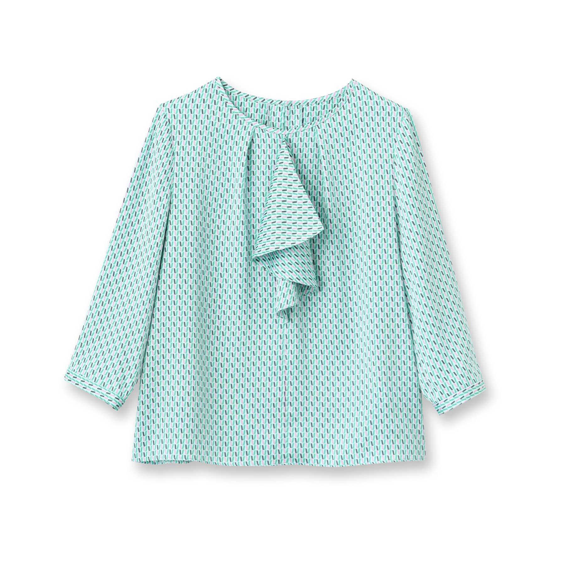 UNTITLED「【オフィスカジュアル】ジオメ柄＆無地 ラッフルブラウス」|シャツ・ブラウス|