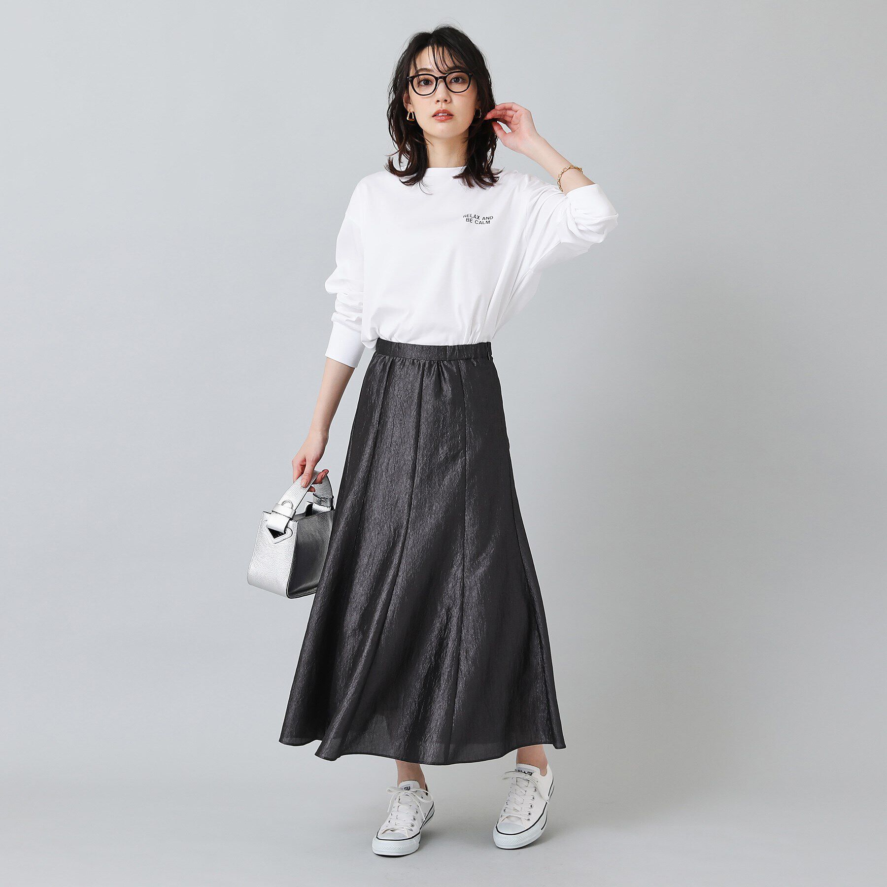 UNTITLED「【1枚で着映え／洗える】メタリックフレアスカート」|スカート|