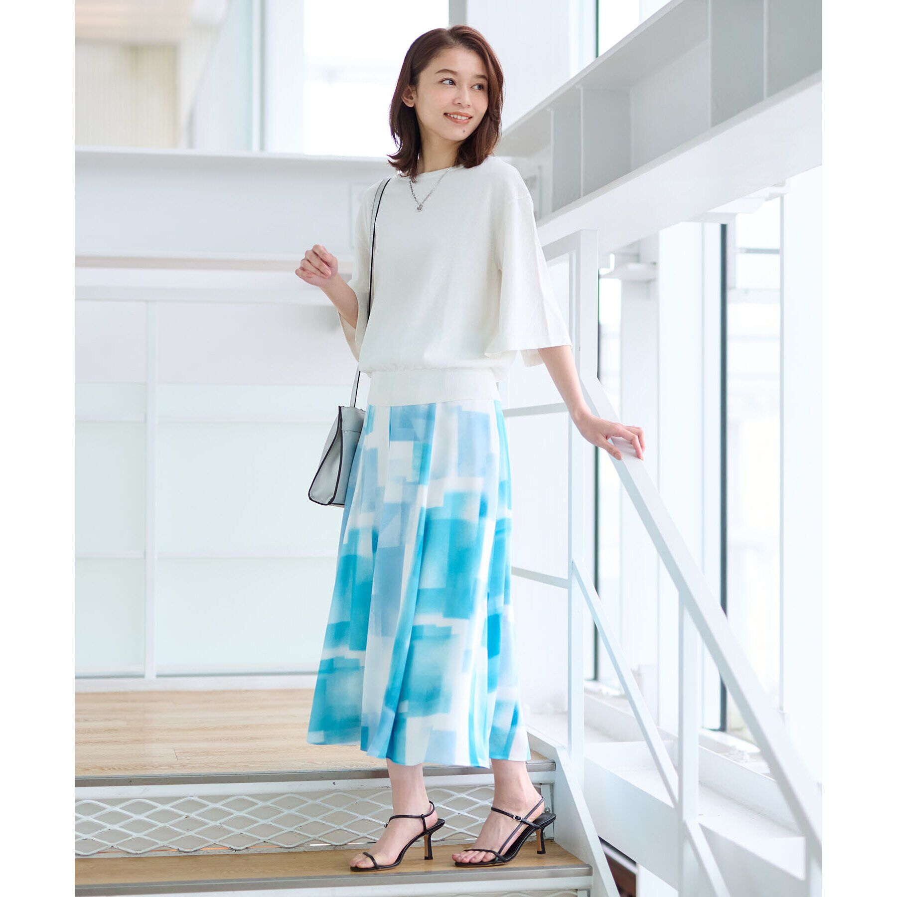 UNTITLED「【春夏ニット／薄手／６色展開】ペーパーエステル 袖スリットニット」|ニット・セーター|