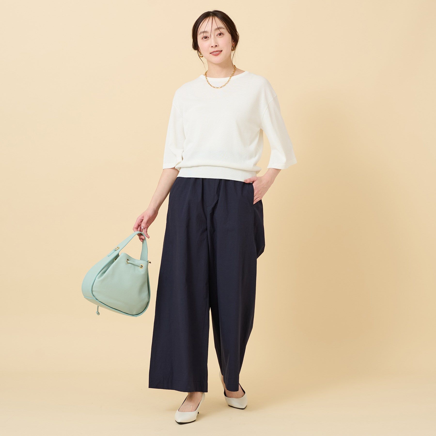 UNTITLED「【春夏ニット／薄手／６色展開】ペーパーエステル 袖スリットニット」|ニット・セーター|