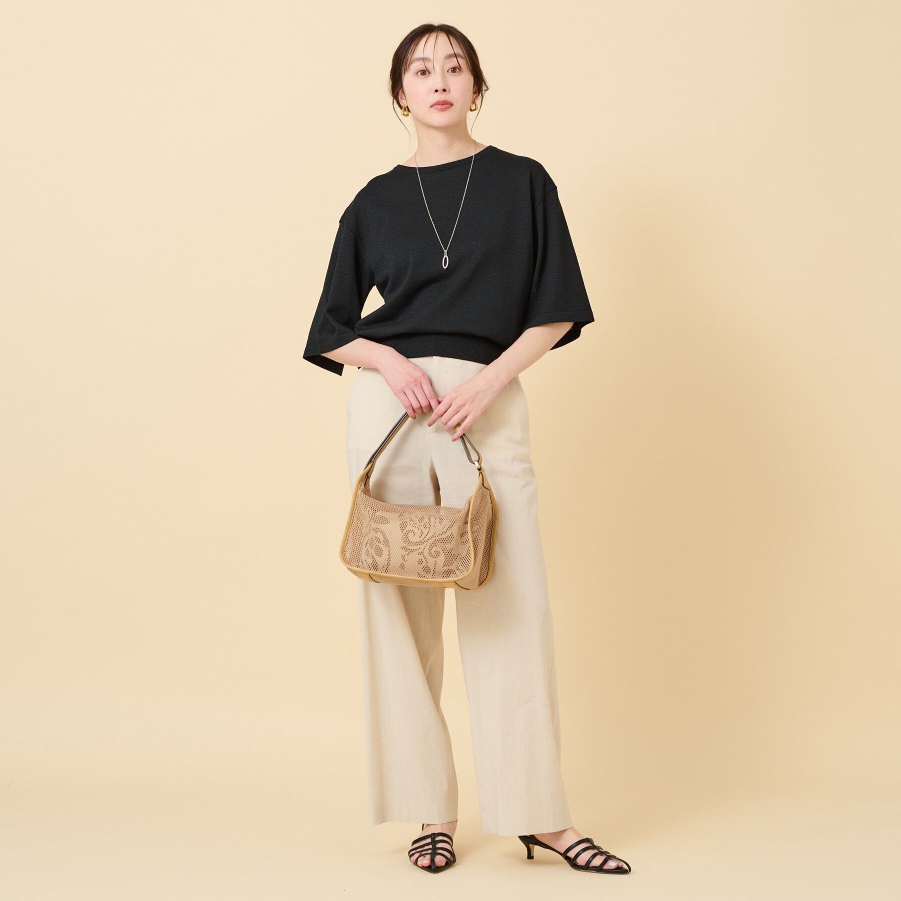 UNTITLED「【春夏ニット／薄手／６色展開】ペーパーエステル 袖スリットニット」|ニット・セーター|