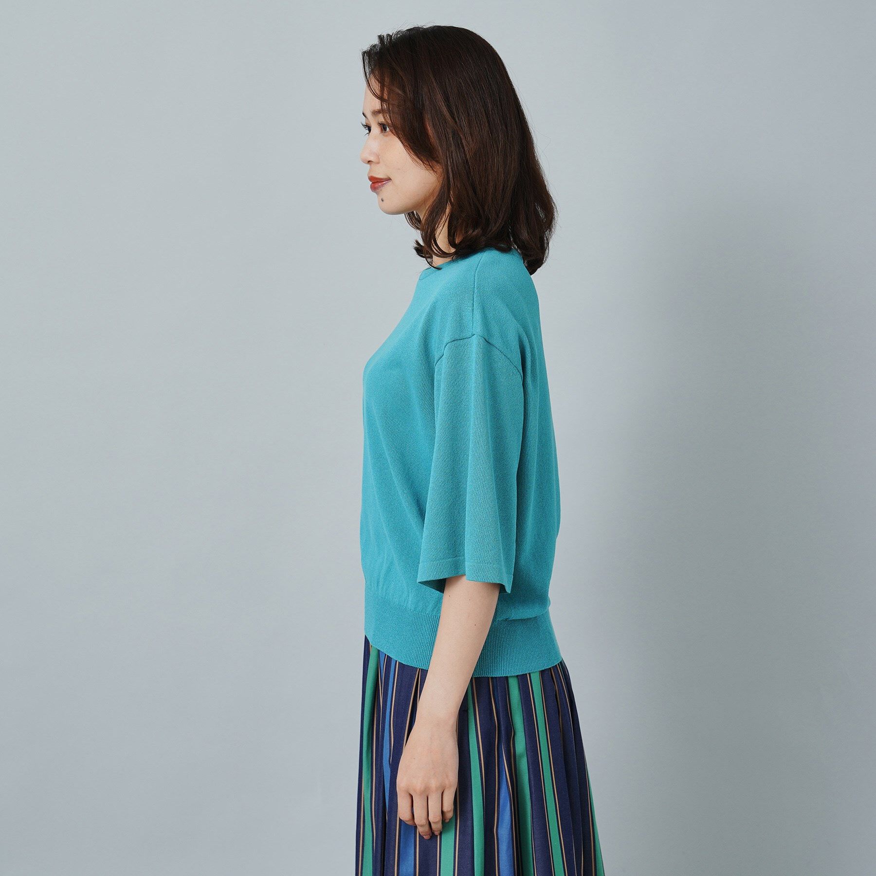 UNTITLED「【春夏ニット／薄手／６色展開】ペーパーエステル 袖スリットニット」|ニット・セーター|