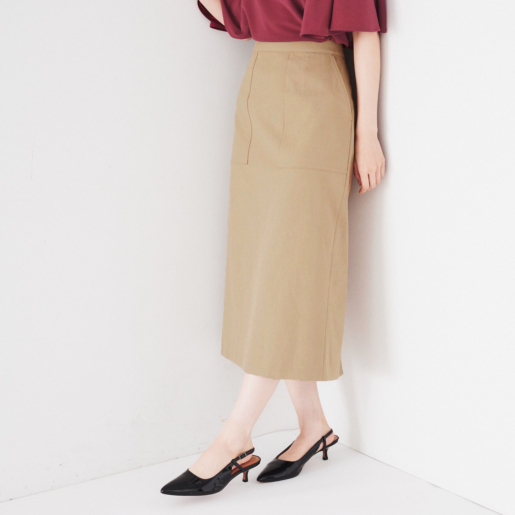 UNTITLED「【UVカット/ストレッチ】カーゴポケット ナロースカート」|スカート|キャメルブラウン(0