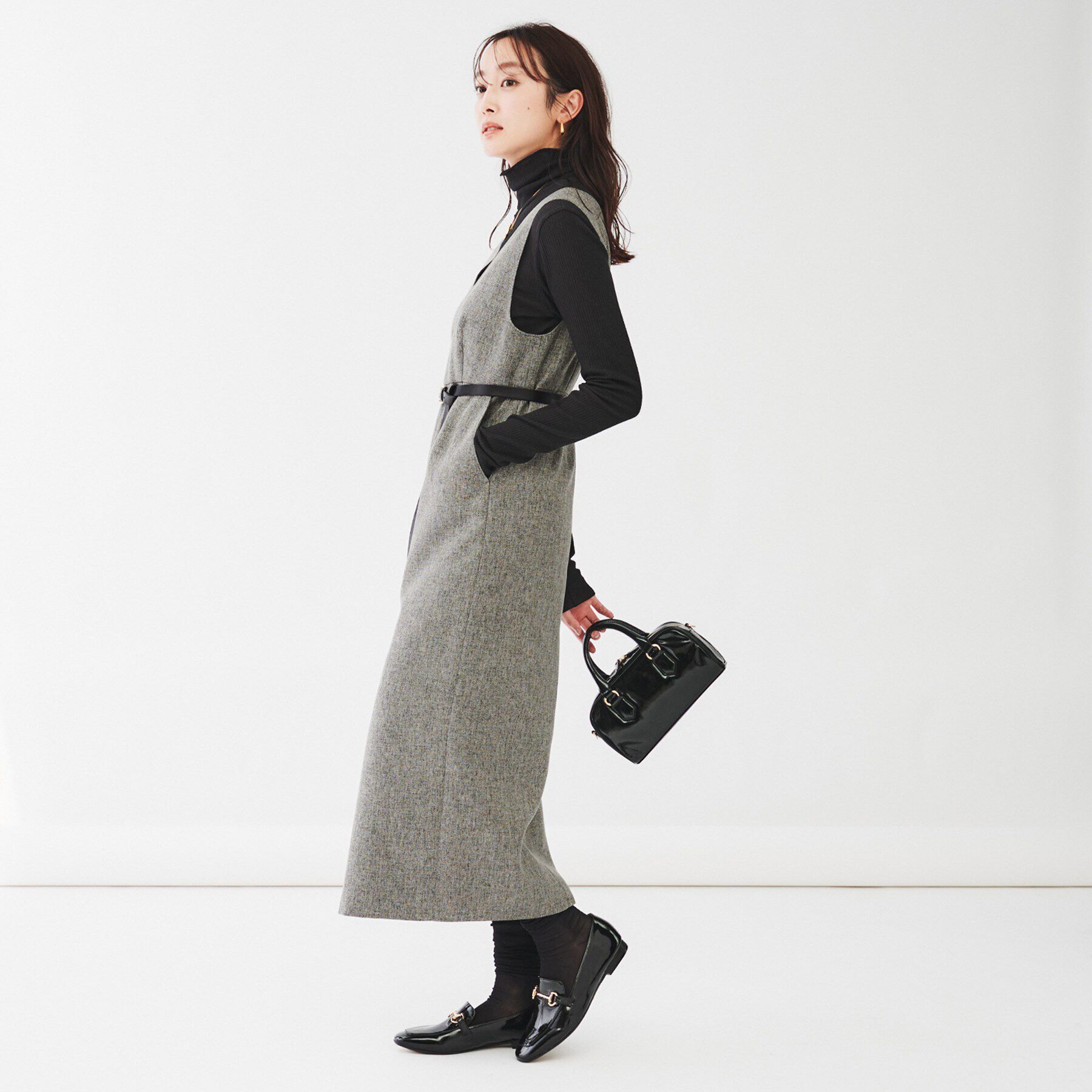 UNTITLED「【ツイードライク素材/セットアップ可】メランジ ジャンパースカート」|ワンピース|