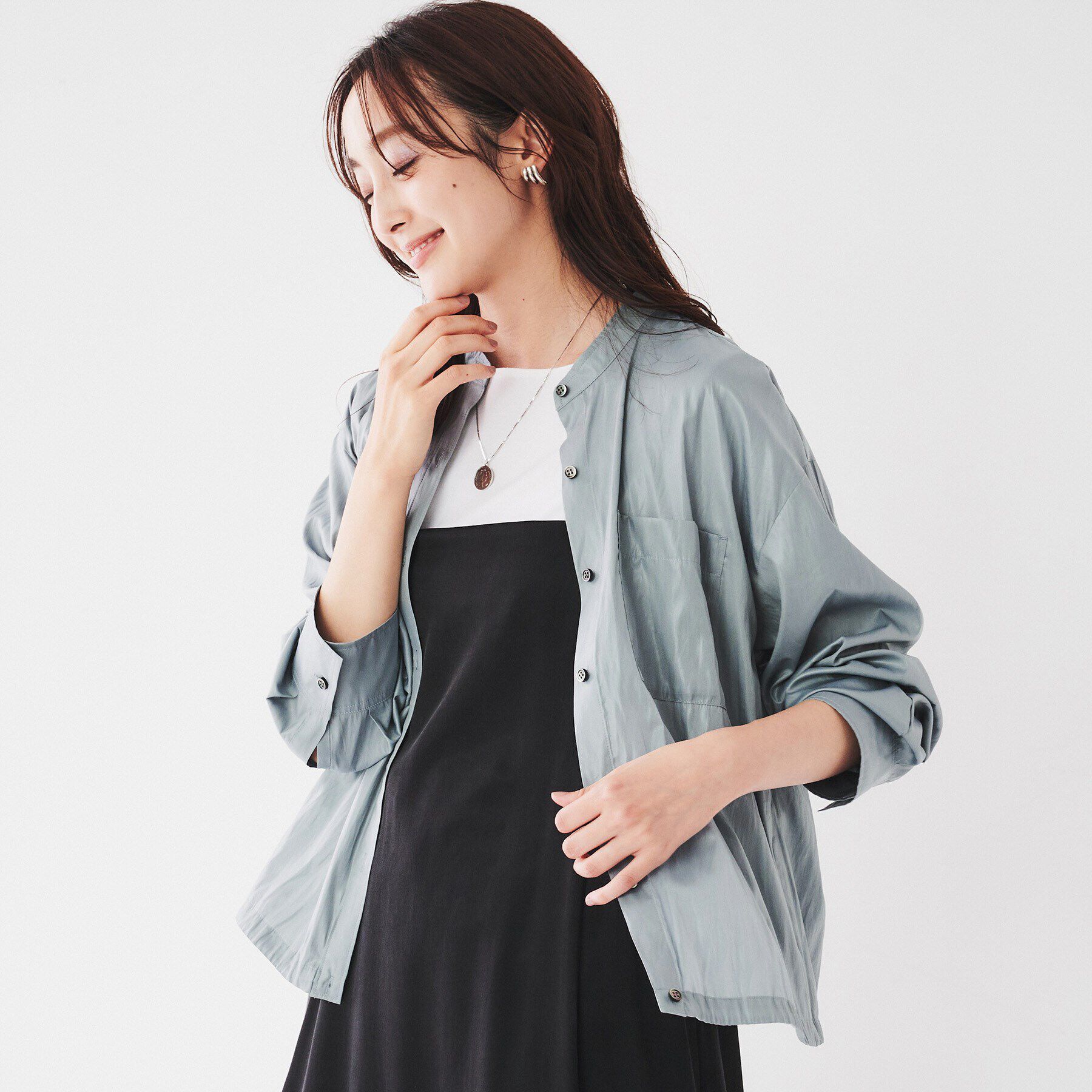 UNTITLED「【シーズンレス/薄手/羽織りにもオススメ】レザータッチ　シャツブルゾン」|シャツ・ブラウス|