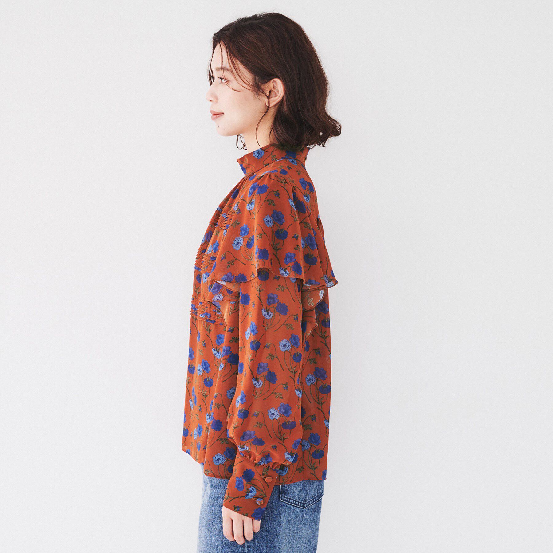 UNTITLED「【セットアップ可能/柄ブラウス】フラワーシフォンブラウス」|シャツ・ブラウス|