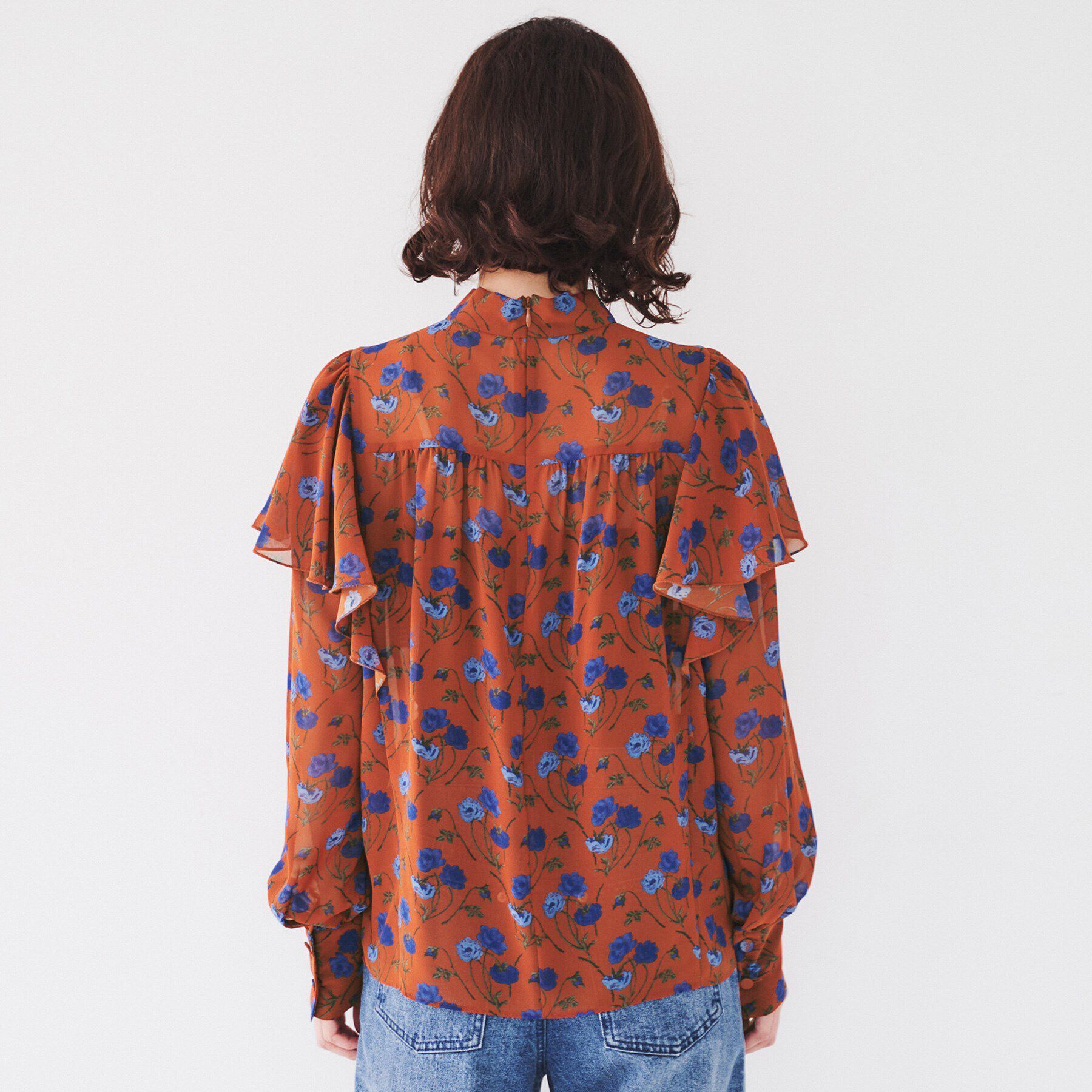 UNTITLED「【セットアップ可能/柄ブラウス】フラワーシフォンブラウス」|シャツ・ブラウス|