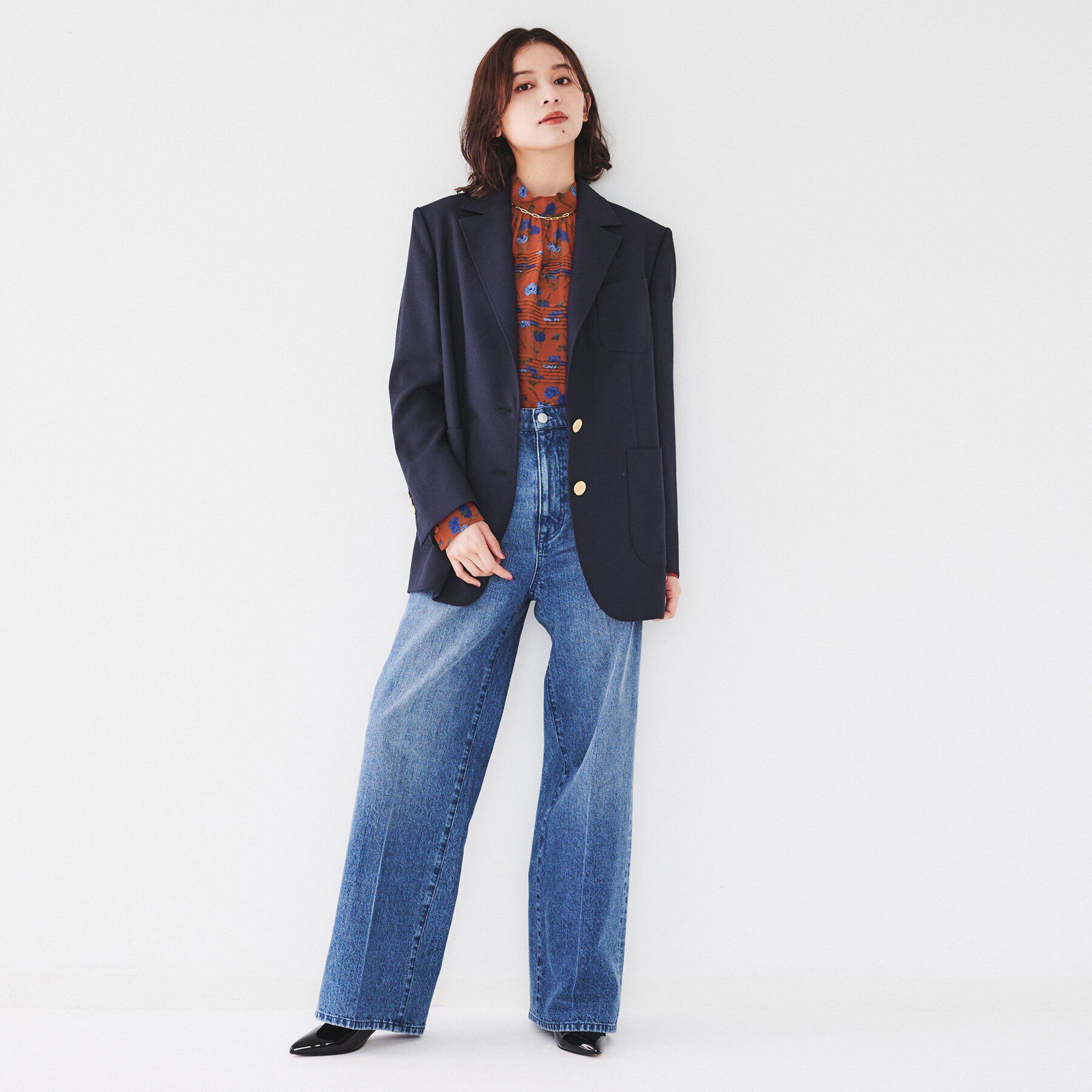 UNTITLED「【セットアップ可能/柄ブラウス】フラワーシフォンブラウス」|シャツ・ブラウス|