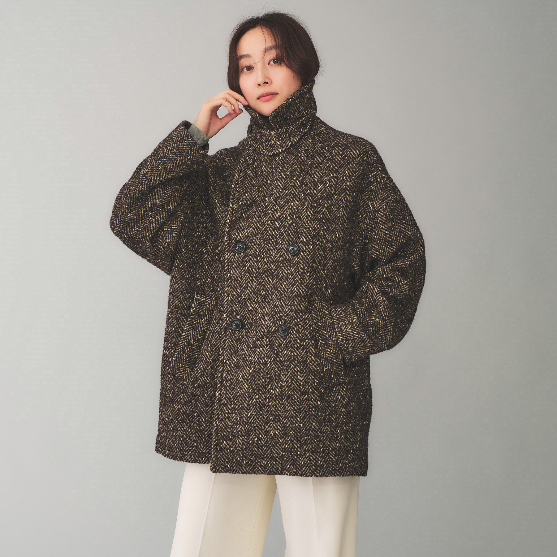 UNTITLED「【TICCA】ミックスツイードピーコート」|ピーコート|