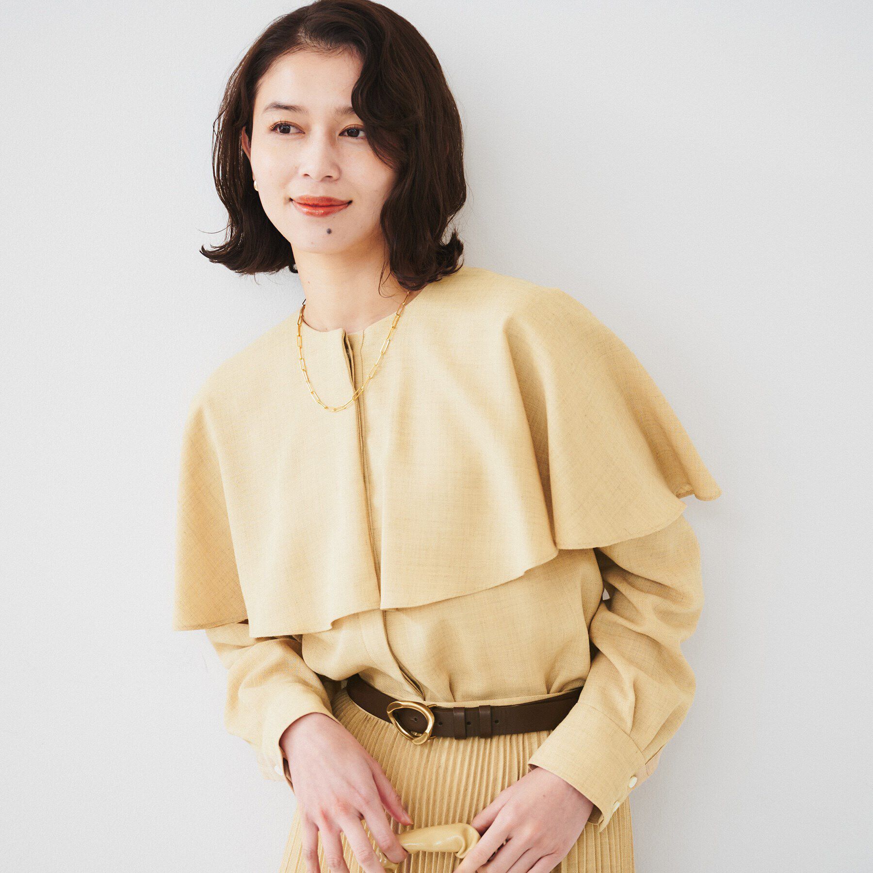 UNTITLED「【セットアップ可能】ケープカラーブラウス」|シャツ・ブラウス|