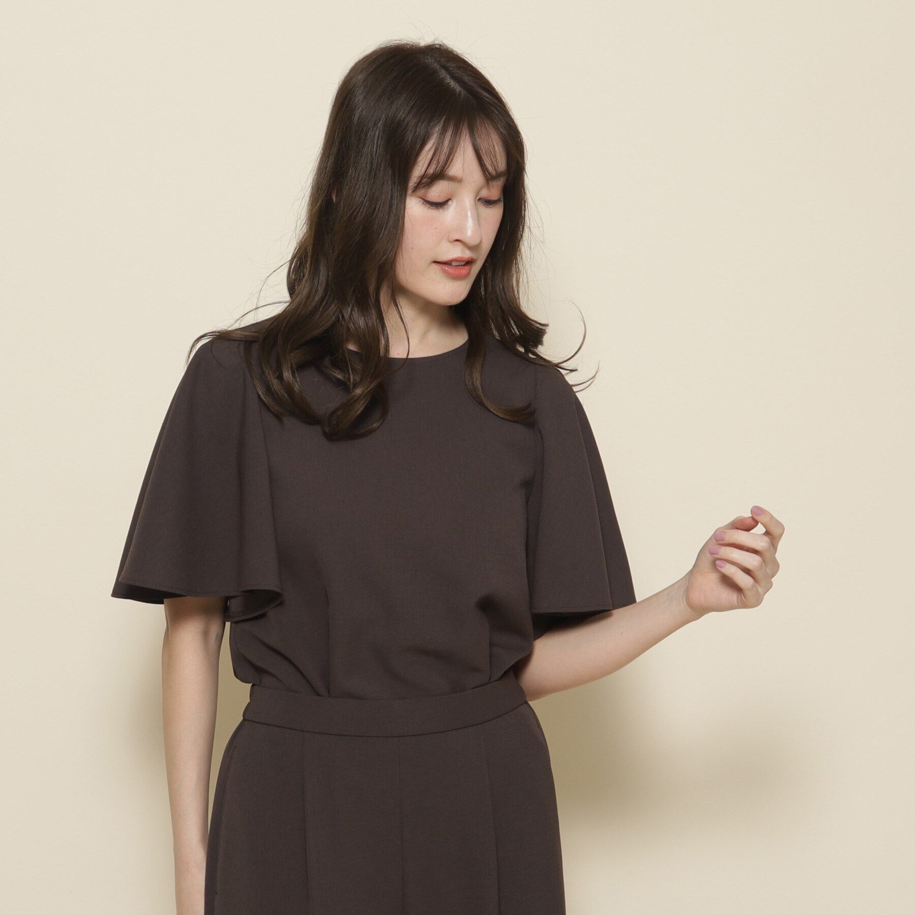 COUP DE CHANCE「【洗える／／セットアップ可】リラクシー大人フリルブラウス」|シャツ・ブラウス|ブラウン(043)