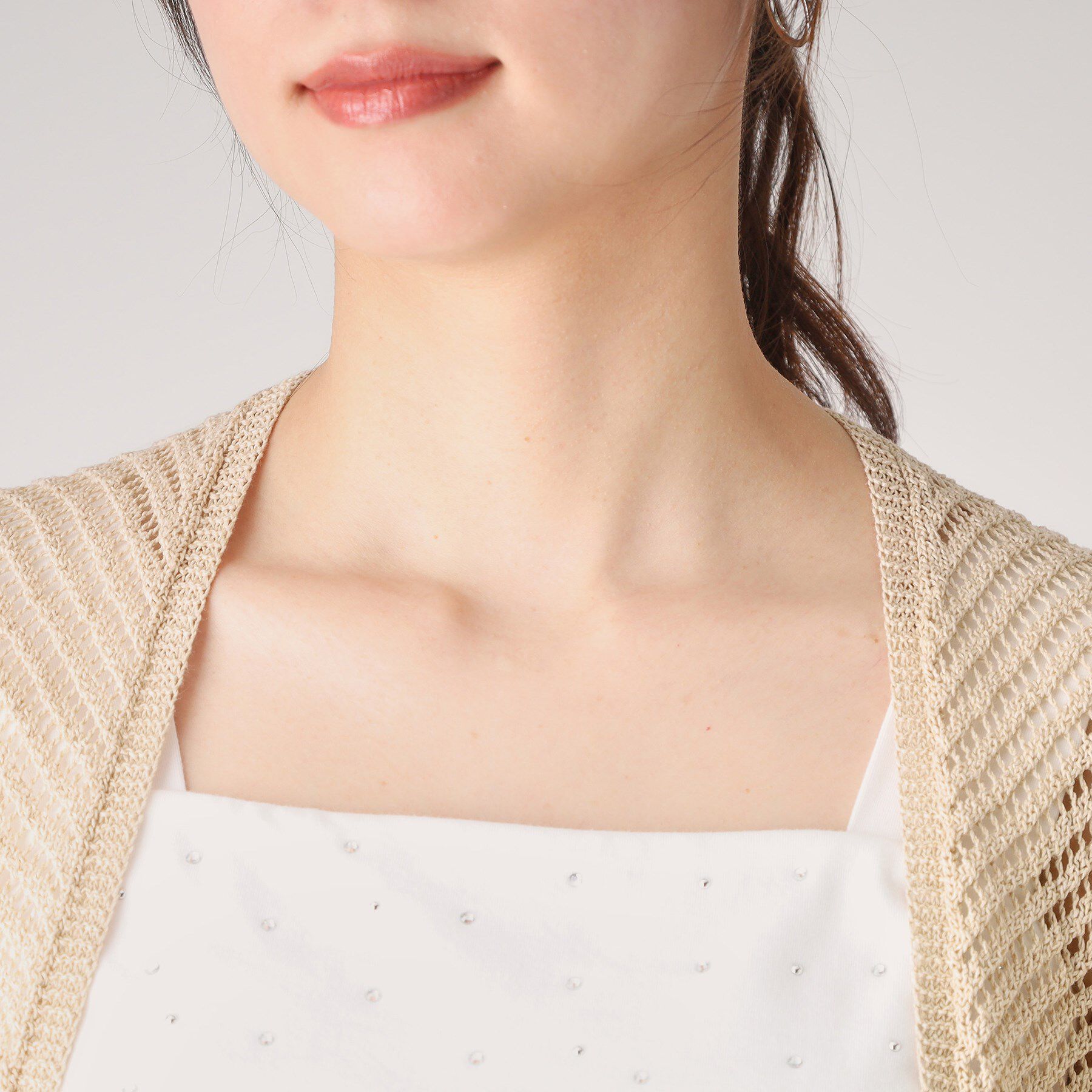 COUP DE CHANCE「【洗える／日本製】和紙混ショート丈ニットボレロ」|カーディガン|