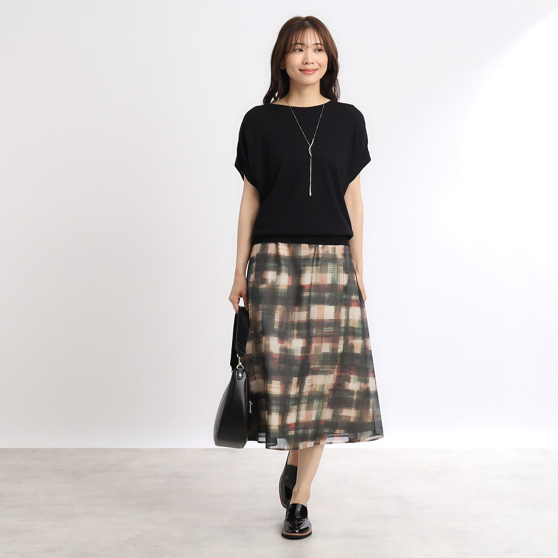 Reflect「【マシンウォッシュ可／ウエスト総ゴム／セットアップ可能】シアーチェックスカート」|スカート|