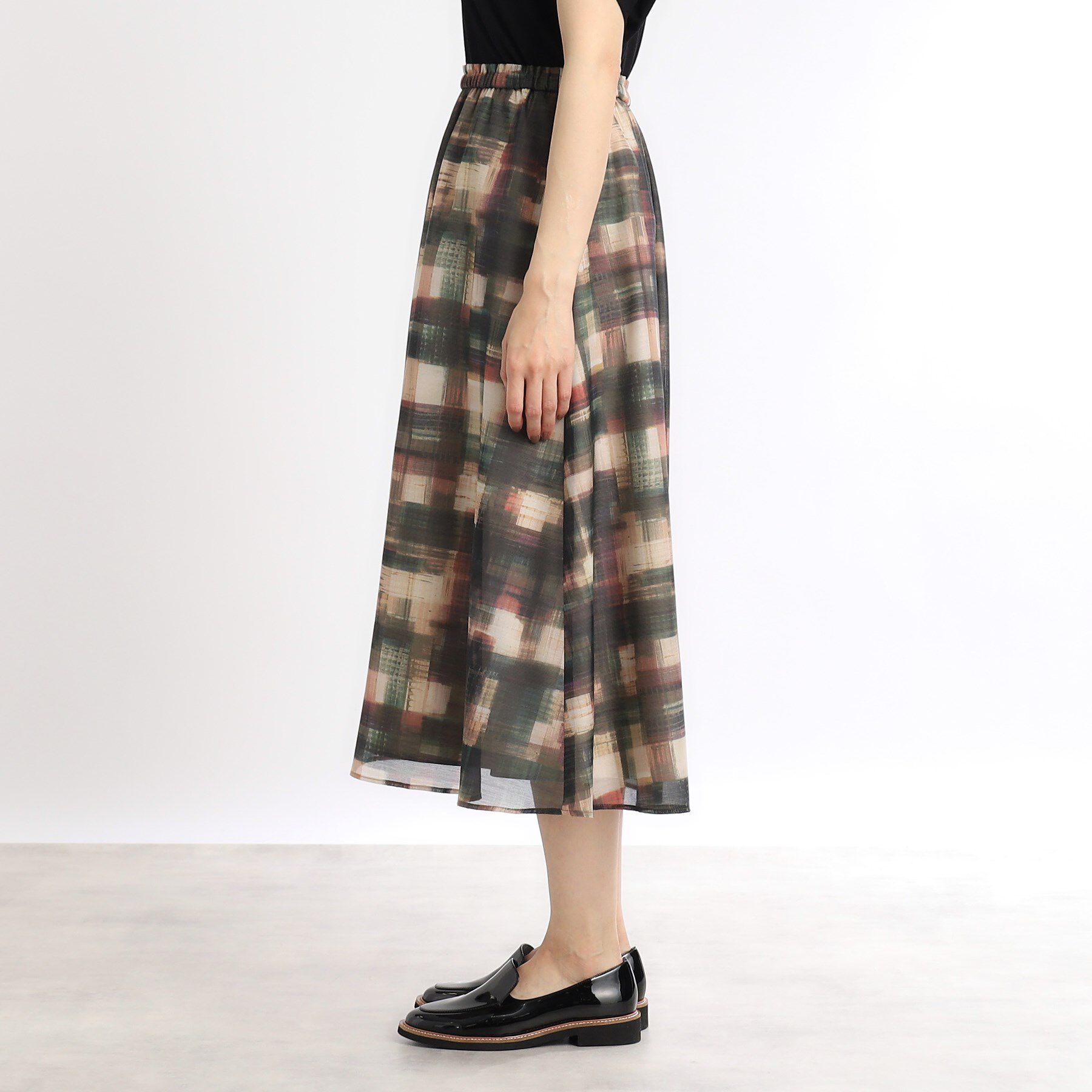 Reflect「【マシンウォッシュ可／ウエスト総ゴム／セットアップ可能】シアーチェックスカート」|スカート|