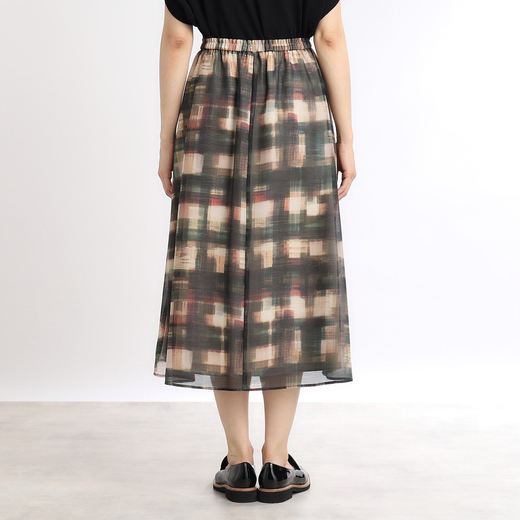 Reflect「【マシンウォッシュ可／ウエスト総ゴム／セットアップ可能】シアーチェックスカート」|スカート|