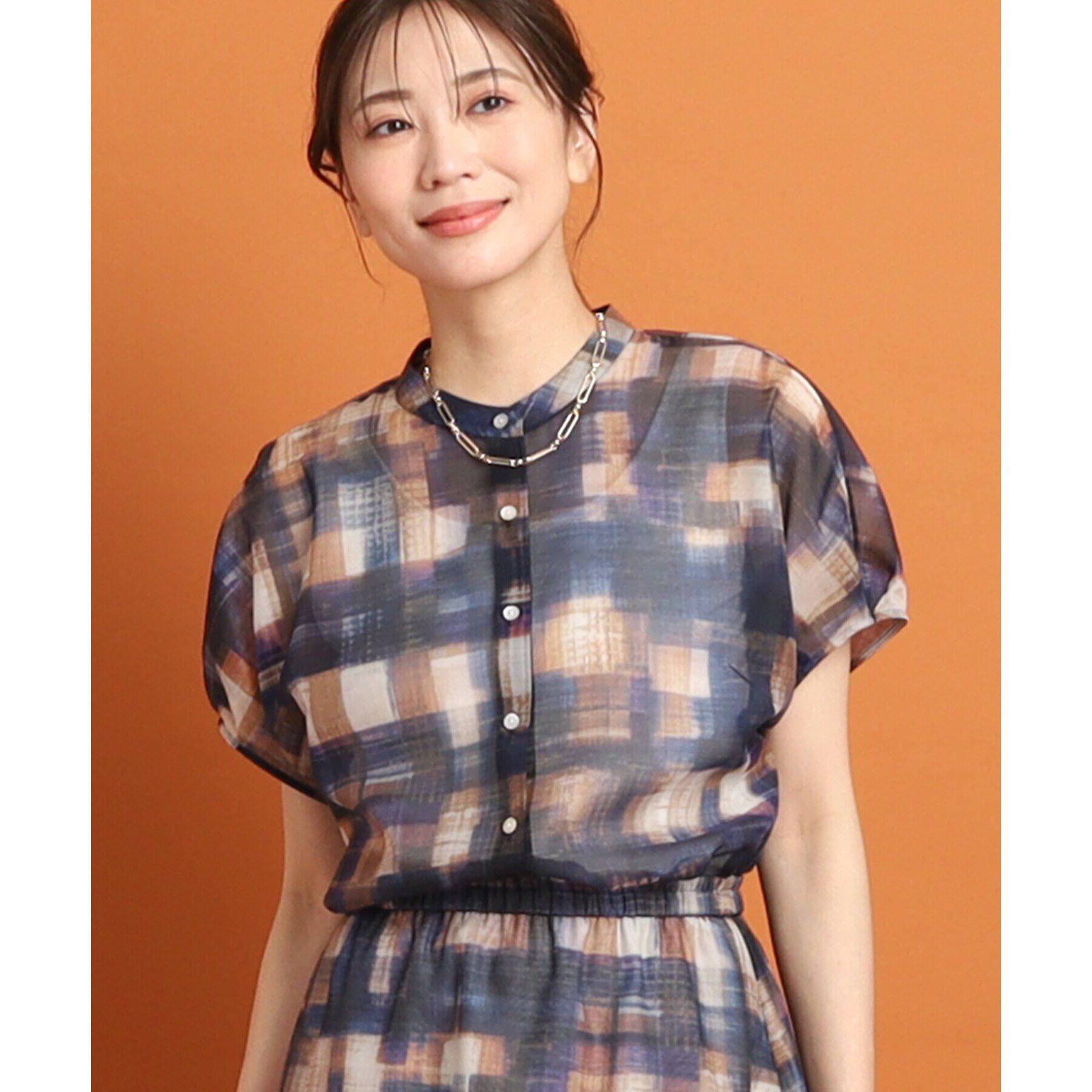 Reflect「【マシンウォッシュ可／セットアップ可能】シアーチェックブラウス」|シャツ・ブラウス|