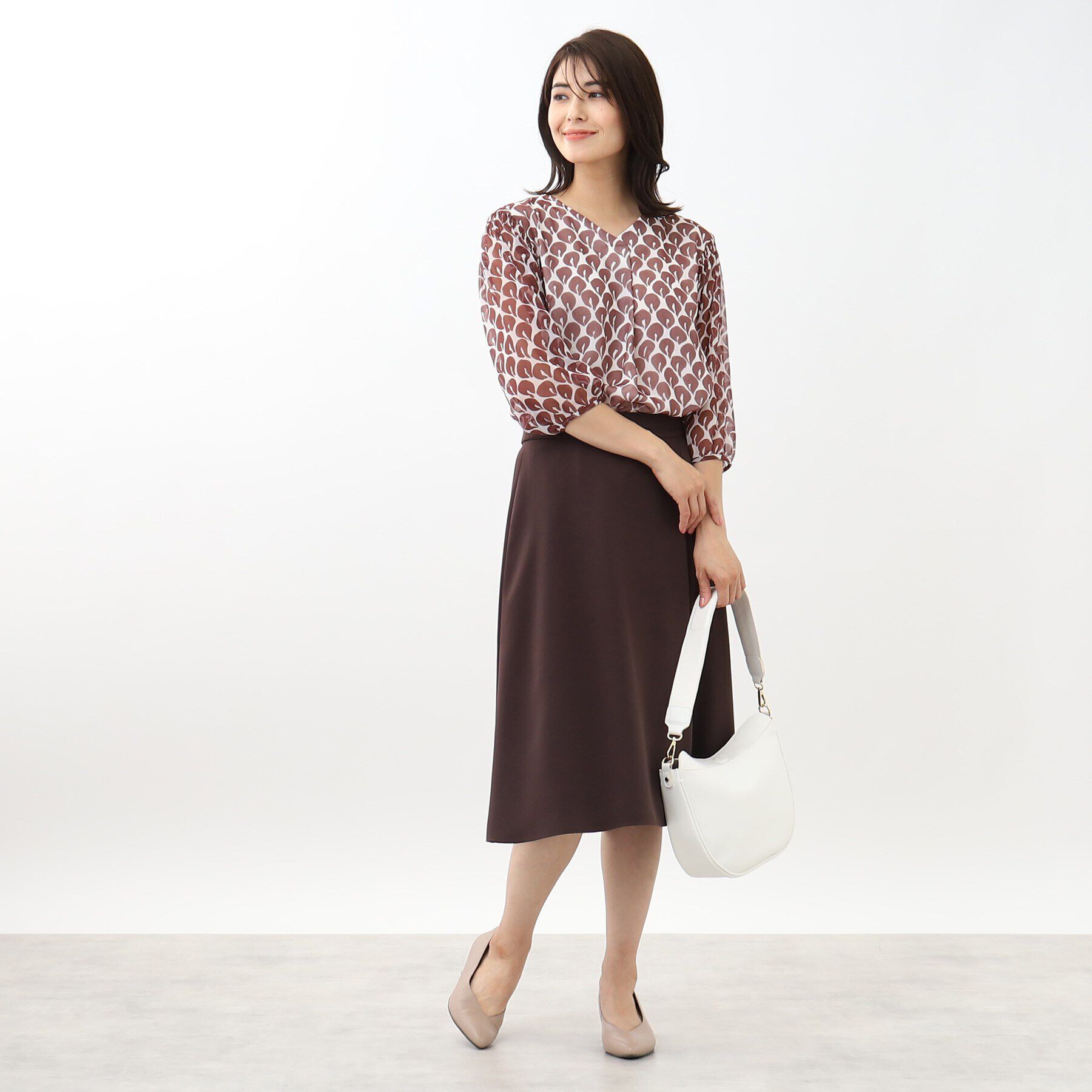 Reflect「【マシンウォッシュ】華やかプリントブラウス」|シャツ・ブラウス|