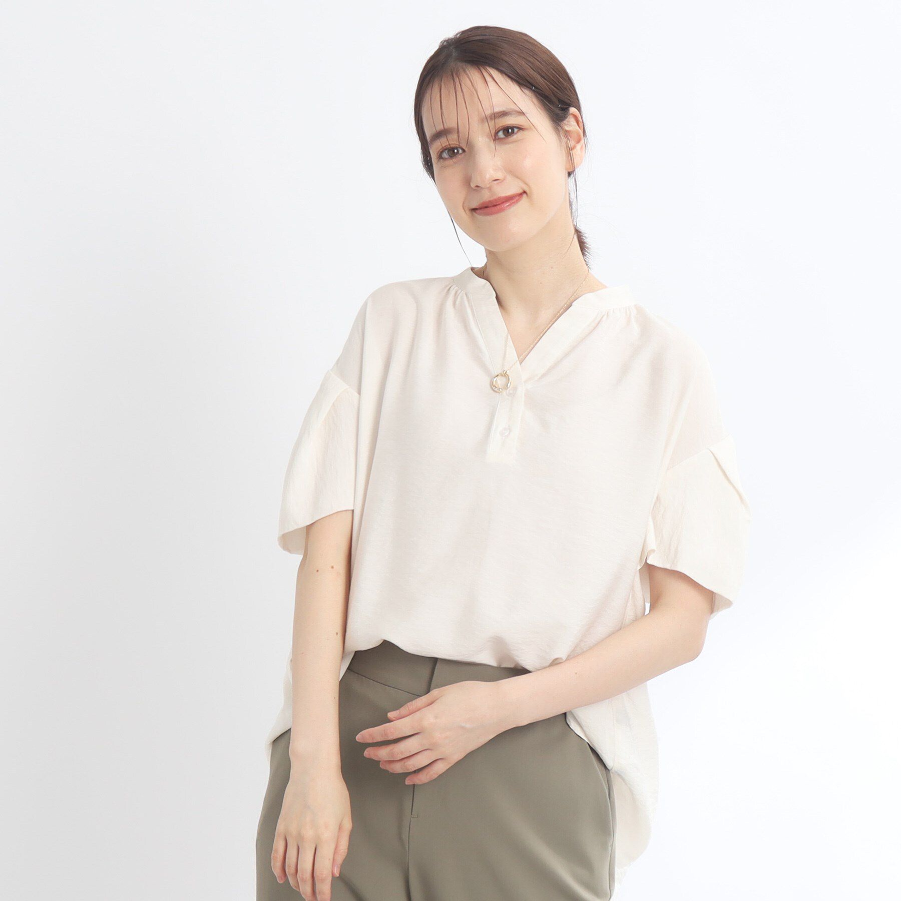 Reflect「【SALE／E‐QUALITY／手洗い可】涼しげ袖ディティールブラウス」|シャツ・ブラウス|