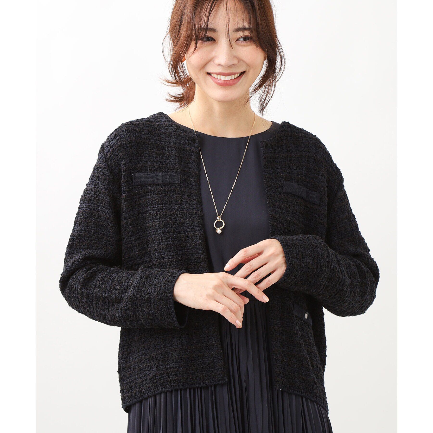 Reflect「ツイーディーラメカーディガン」|カーディガン|ネイビー(094)